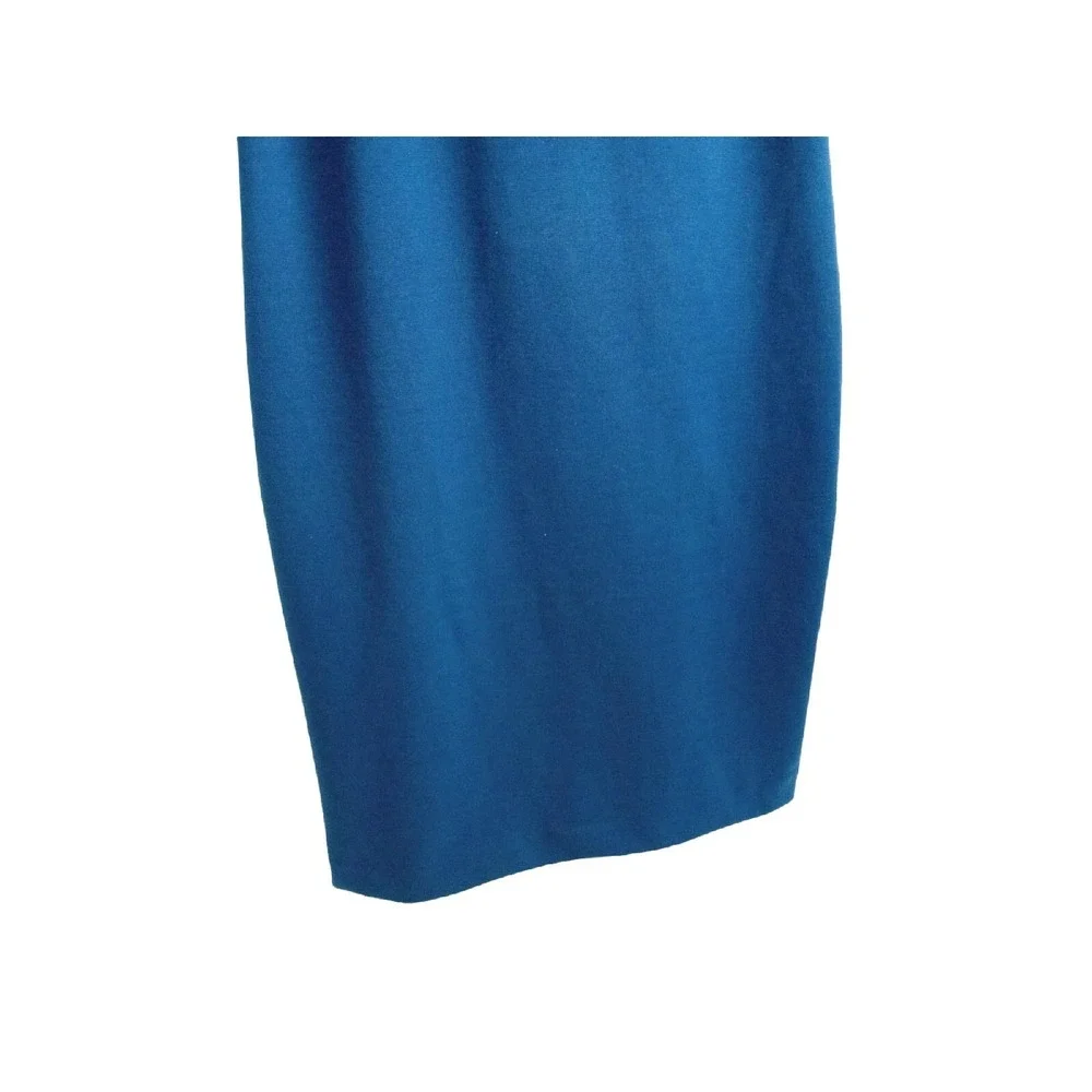 Adrienne Vittadini Size 4 Women's Sleeveless Sheath Blue‎ Dress Ruffle Neckline